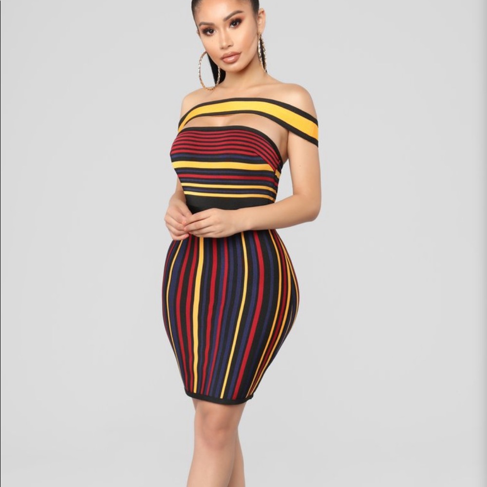 Mini Multi Stripe Bandage Dress. Never worn